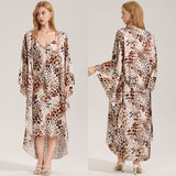 Elegant Printed Satin Chiffon Camisole Robe SpringSummer Two-Piece Set