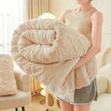 1pc Jacquard Sherpa Weighted Blanket – 3KG, All-Season Comfort for Adults