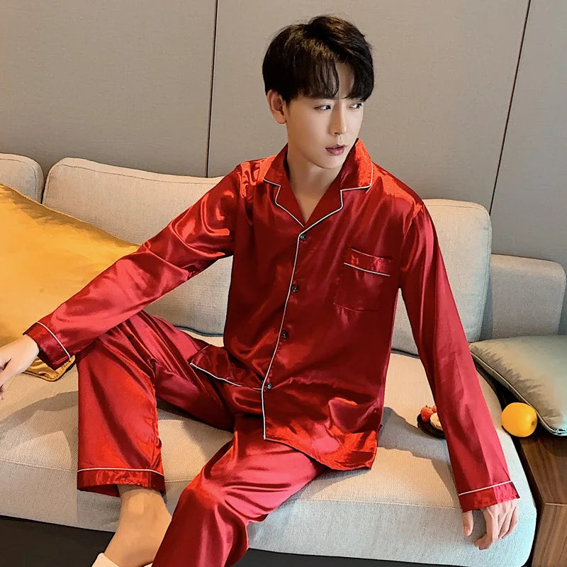 Luxury Satin Pajama Set – Elegant Couple Sleepwear for Men & Women