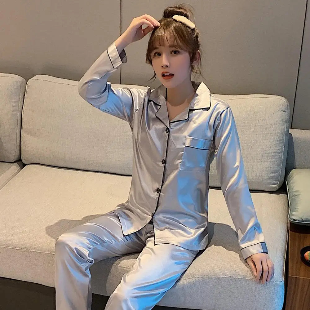 Luxury Satin Pajama Set – Elegant Couple Sleepwear for Men & Women