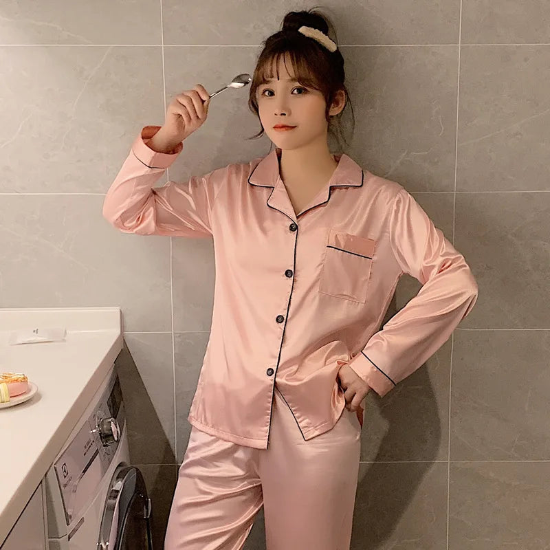 Luxury Satin Pajama Set – Elegant Couple Sleepwear for Men & Women