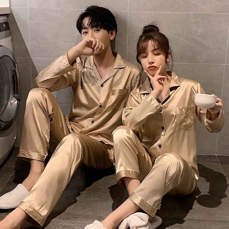 Luxury Satin Pajama Set – Elegant Couple Sleepwear for Men & Women