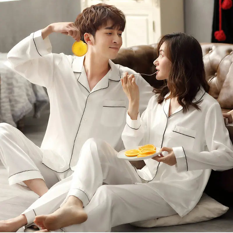 Luxury Satin Pajama Set – Elegant Couple Sleepwear for Men & Women