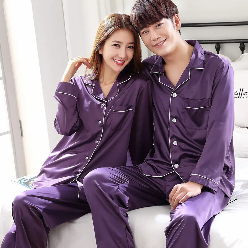 Luxury Satin Pajama Set – Elegant Couple Sleepwear for Men & Women