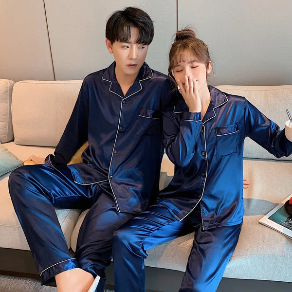 Luxury Satin Pajama Set – Elegant Couple Sleepwear for Men & Women