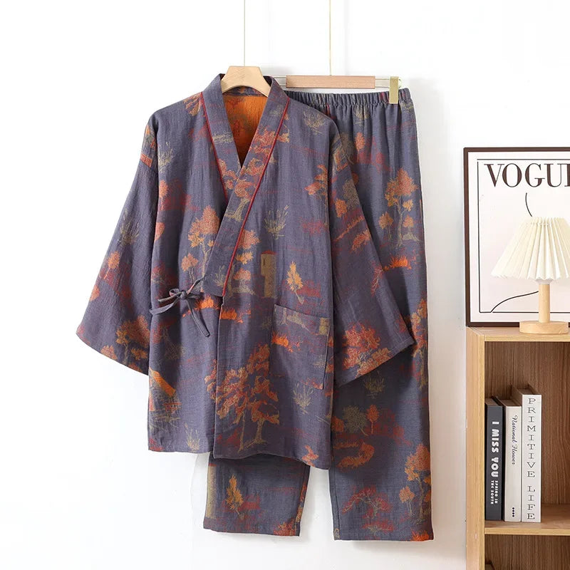 Elora Sleep™ Men’s Premium Cotton Kimono Robe – Lightweight Breathable Loungewear