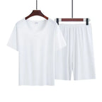 Men’s Ice Silk Pajama Set – Short Sleeve Summer Homewear