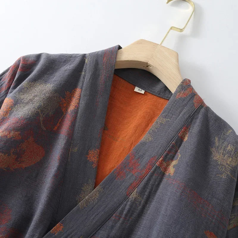 Elora Sleep™ Men’s Premium Cotton Kimono Robe – Lightweight Breathable Loungewear