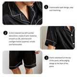 Men’s Satin Pajama Set – Short Sleeve Summer Sleepwear 2-Piece