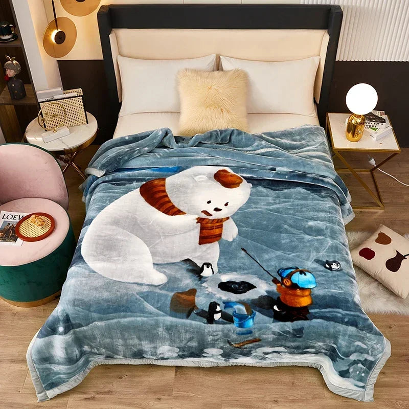 Double Layer Winter Raschel Plush Weighted Blanket – Soft, Warm & Cozy