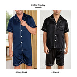 Men’s Satin Pajama Set – Short Sleeve Summer Sleepwear 2-Piece