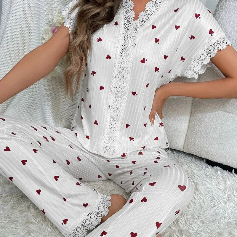 EloraSleep Women’s Seasonal Pajama Set – Lace Button Down & Comfortable Homewear