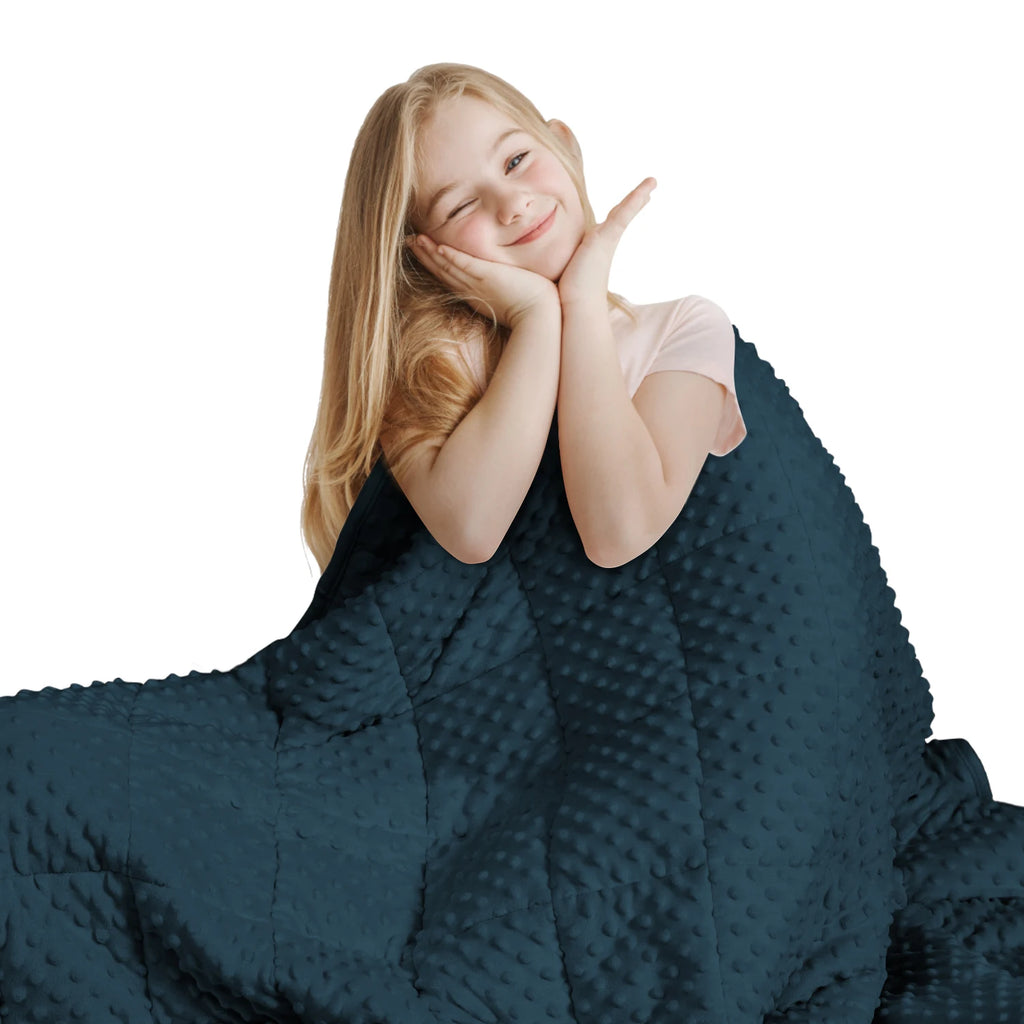 Huloo Sleep Navy Blue Weighted Blanket – Thick, Soft & All-Season Comfort