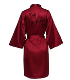 Team Bride Satin Robe – Wedding Party Kimono Pajamas with Black Letter Print (SP003)
