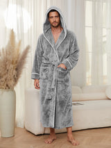 EloraSleep™ Stone Plush Robe – Hotel-Soft Flannel Bathrobe for Men