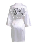 Team Bride Satin Robe – Wedding Party Kimono Pajamas with Black Letter Print (SP003)