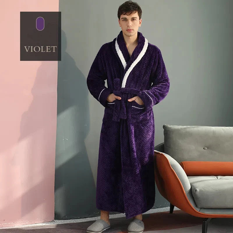 Winter Lovers Flannel Robe Set – Thick & Cozy Couple Bathrobes for Home
