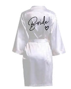 Team Bride Satin Robe – Wedding Party Kimono Pajamas with Black Letter Print (SP003)