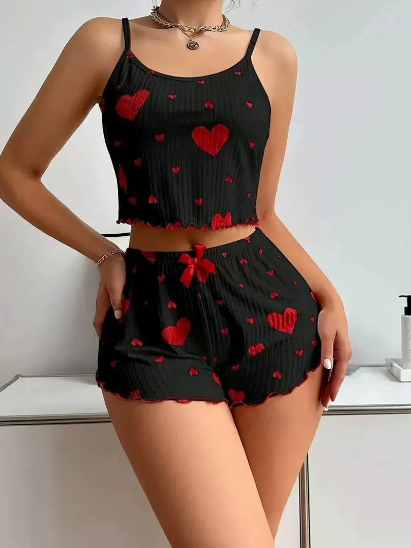 EloraSleep™ After Hours Pajama Shorts Set – Sweetheart