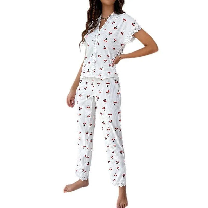 EloraSleep Women’s Seasonal Pajama Set – Lace Button Down & Comfortable Homewear