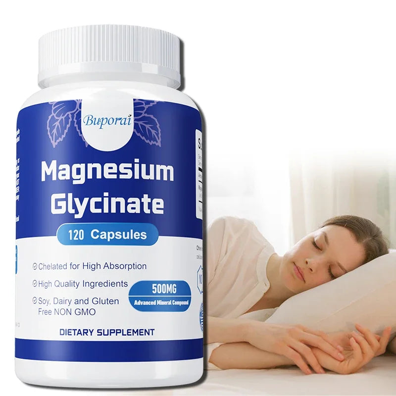 Magnesium Glycinate - Supports Nerve, Muscle, Bone and Heart Health, Helps with Stress, Sleep Quality Support, Muscles Recovery