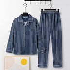 Men’s Cotton Sleepwear Set – Comfortable Two-Piece Plaid Lounge & Pajama Suit