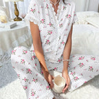 EloraSleep Women’s Seasonal Pajama Set – Lace Button Down & Comfortable Homewear