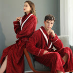 Winter Lovers Flannel Robe Set – Thick & Cozy Couple Bathrobes for Home