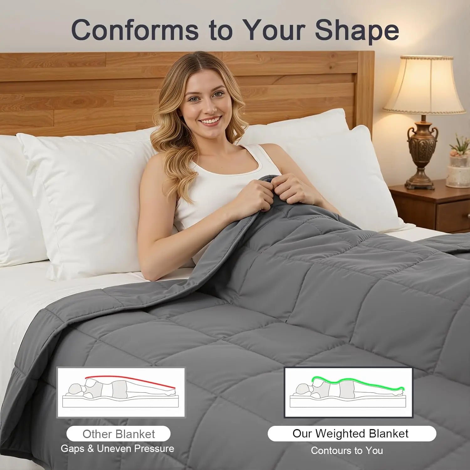 King Size Weighted Blanket for Adults & Couples – 78x85 Inches, 25 lbs, Grey