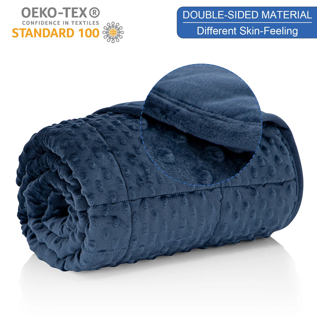 Huloo Sleep Navy Blue Weighted Blanket – Thick, Soft & All-Season Comfort