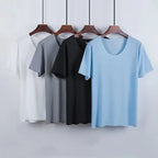 Men’s Ice Silk Pajama Set – Short Sleeve Summer Homewear