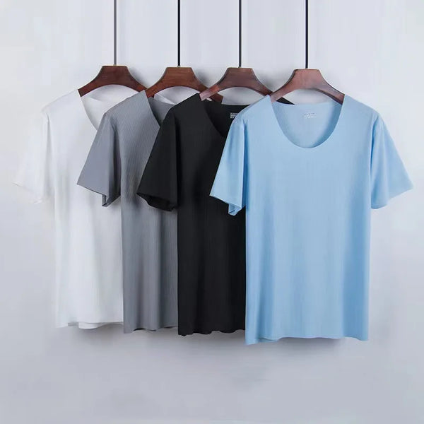 Men’s Ice Silk Pajama Set – Short Sleeve Summer Homewear