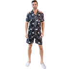 Men’s Ice Silk Summer Pajama Set – Short Sleeve Casual Homewear
