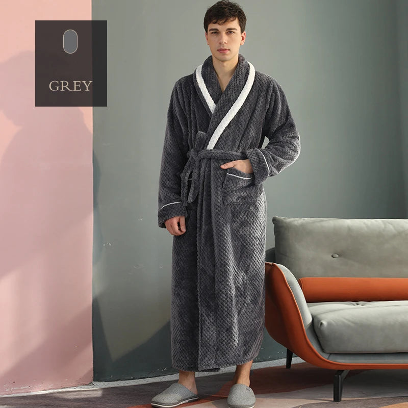 Winter Lovers Flannel Robe Set – Thick & Cozy Couple Bathrobes for Home