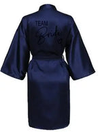 Team Bride Satin Robe – Wedding Party Kimono Pajamas with Black Letter Print (SP003)