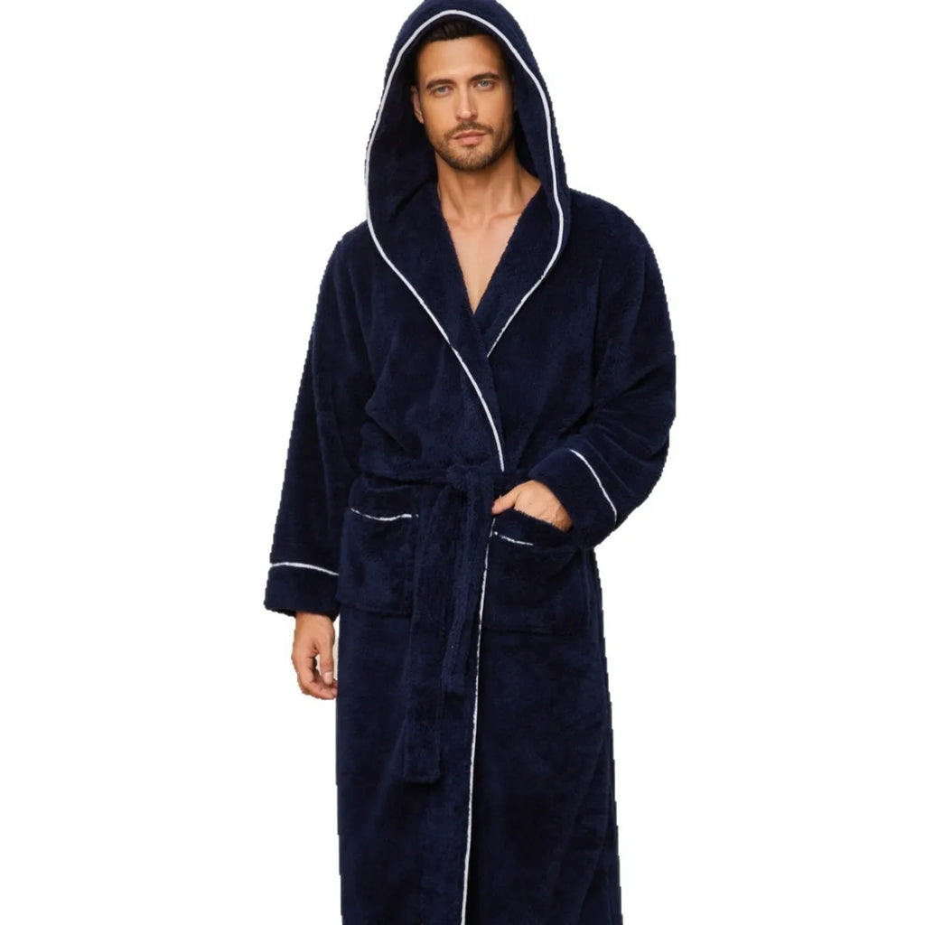 EloraSleep™ Stone Plush Robe – Hotel-Soft Flannel Bathrobe for Men