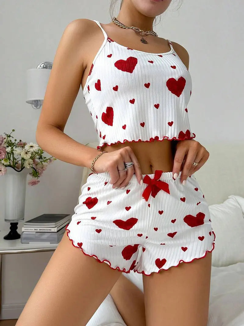 EloraSleep™ After Hours Pajama Shorts Set – Sweetheart