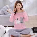 EloraSleep Liva Girl Pajama Set – Cute Cartoon Bear & Teacup Cat Sleepwear