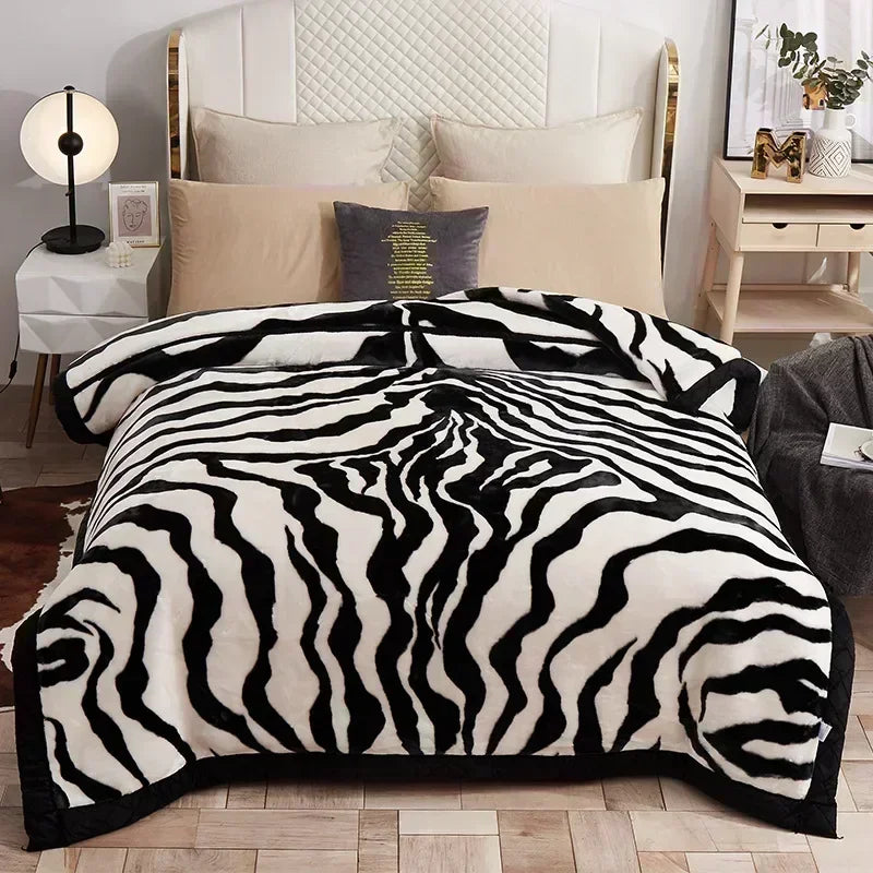 European Style Warm Raschel Blanket for Winter – Luxury Thick Double-Sided Flocked Comforter