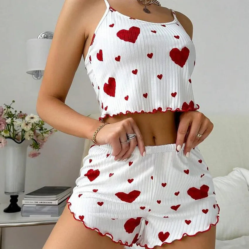 EloraSleep™ After Hours Pajama Shorts Set – Sweetheart