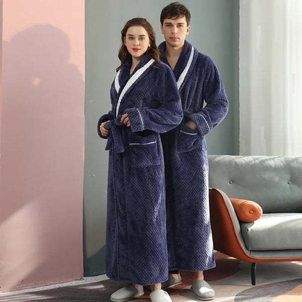 Winter Lovers Flannel Robe Set – Thick & Cozy Couple Bathrobes for Home