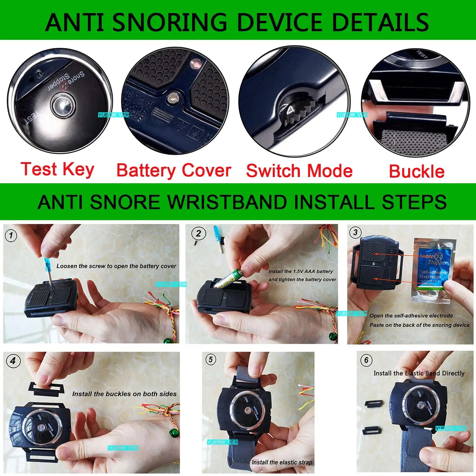 Electronic Anti Snore Wristband – Built-In Smart Biosensor