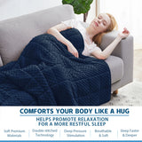 Huloo Sleep Navy Blue Weighted Blanket – Thick, Soft & All-Season Comfort