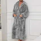 EloraSleep™ Stone Plush Robe – Hotel-Soft Flannel Bathrobe for Men