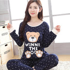EloraSleep Liva Girl Pajama Set – Cute Cartoon Bear & Teacup Cat Sleepwear