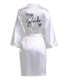 Team Bride Satin Robe – Wedding Party Kimono Pajamas with Black Letter Print (SP003)