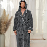 EloraSleep™ Stone Plush Robe – Hotel-Soft Flannel Bathrobe for Men