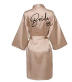 Team Bride Satin Robe – Wedding Party Kimono Pajamas with Black Letter Print (SP003)