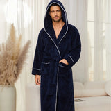 EloraSleep™ Stone Plush Robe – Hotel-Soft Flannel Bathrobe for Men
