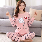 EloraSleep Liva Girl Pajama Set – Cute Cartoon Bear & Teacup Cat Sleepwear